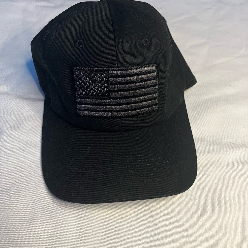 Black Baseball Cap with Flag Patch